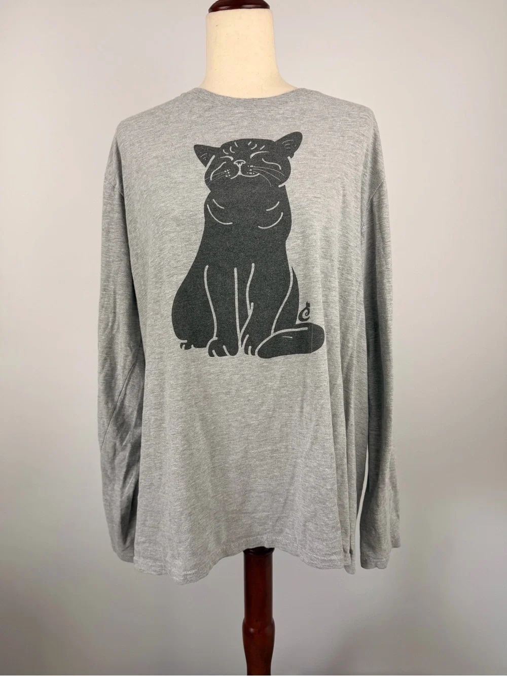 Gray Cat Graphic Long-Sleeve Tee - Unbranded Size 1X